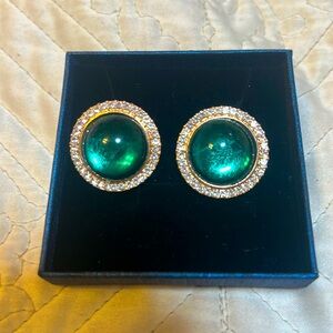 Gold Green Gem earrings